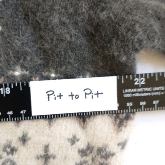 Valerie Stevens L Lambswool Angora Full Zip Cardigan Snowflake Fair Isle Holiday - Picture 12 of 16